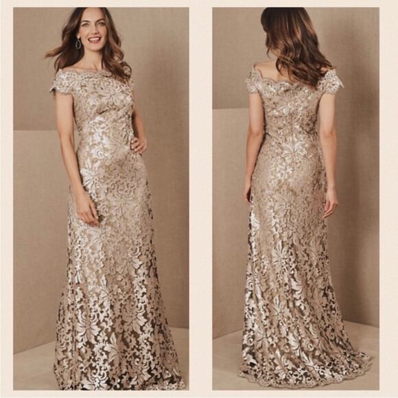 Tadashi Shoji BHLDN Odette Lace Sequins Maxi Sz 2 - Picture 1 of 8